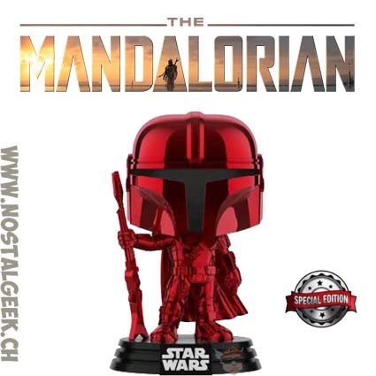 Funko Funko Pop Star Wars The Mandalorian (Red Chrome) Edition Limitée