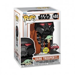 Funko Pop N°488 The Mandalorian Dark Trooper with Grogu Phosphorescent Edition Limitée