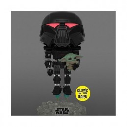 Funko Pop N°488 The Mandalorian Dark Trooper with Grogu Phosphorescent Edition Limitée