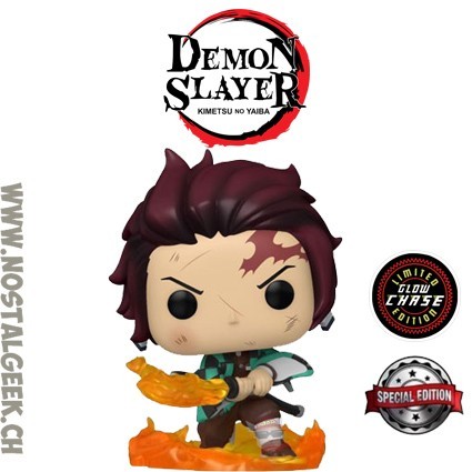 Funko Funko Pop Demon Slayer Tanjiro Kamado (Hinokami Kagura Dance) Chase Phosphorescent Edition Limitée