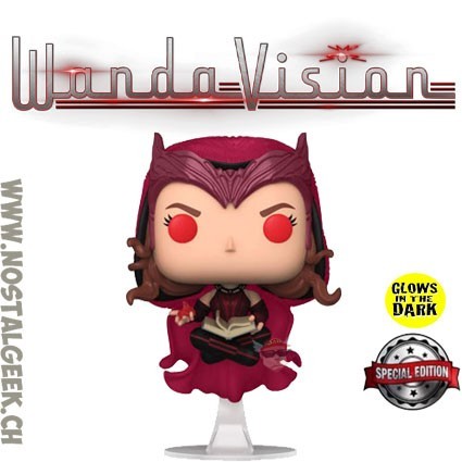 Funko Funko Pop Marvel Wandavision Scarlet Witch with Darkhold Book Phosphorescent Edition Limitée