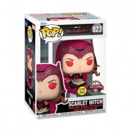 Funko Funko Pop Marvel Wandavision Scarlet Witch with Darkhold Book Phosphorescent Edition Limitée