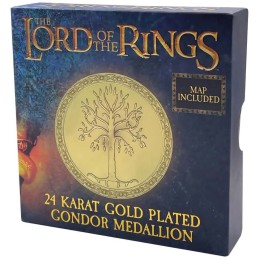 The Lord of the Rings Gondor 24k Gold Plated Medallion + Map