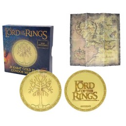 The Lord of the Rings Gondor 24k Gold Plated Medallion + Map