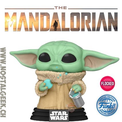 Funko Pop N° 465 Star Wars The Mandalorian Grogu With Cookies (Flocked) Edition Limitée