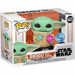 Funko Pop N° 465 Star Wars The Mandalorian Grogu With Cookies (Flocked) Edition Limitée