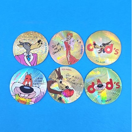 Tex Avery set o 6second hand Pogs (Loose).