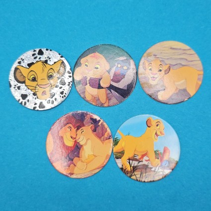 Lion King set of 5 second hand Pogs (Loose).