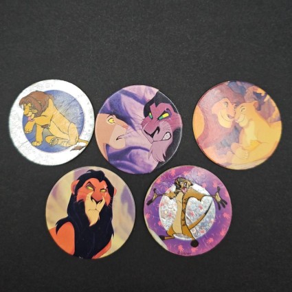 Lion King set of 5 second hand Pogs (Loose).