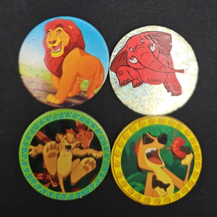 Lion King set of 4 second hand Pogs (Loose).