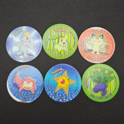 Pokemon Lot von 6 verschiedenen gebrauchten Pogs (Loose)