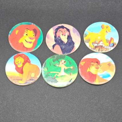 Lion King set of 6 second hand Pogs (Loose).